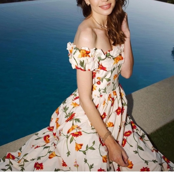 NWOT Agua By Agua Bendita Espliego Oasis Off the Shoulder Maxi Dress Size Medium - Picture 5 of 10